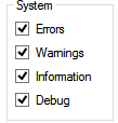 2. Check boxes for system message selection