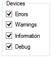 4. Check boxes for device message selection
